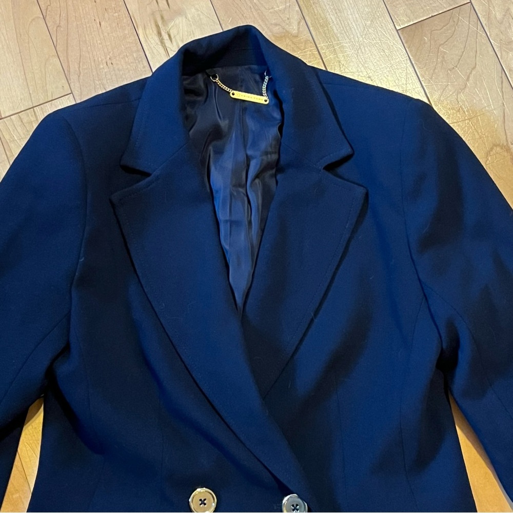Trina Turk Navy Blue Blazer with gold metal buttons size eight (8) - Picture 3 of 11